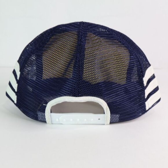 Vintage Jim's Web Tavern Hat Men's Dubuque IA 3 Stripe Mesh Trucker Cap Snapback - Picture 3 of 7